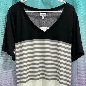 NWT Lularoe L striped Iris v neck tee
